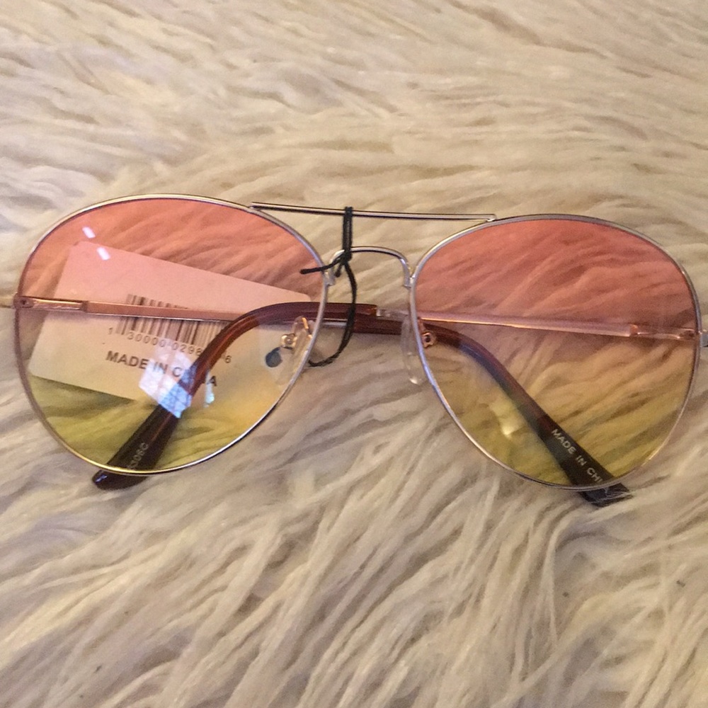New pink and yellow aviator sunglasses